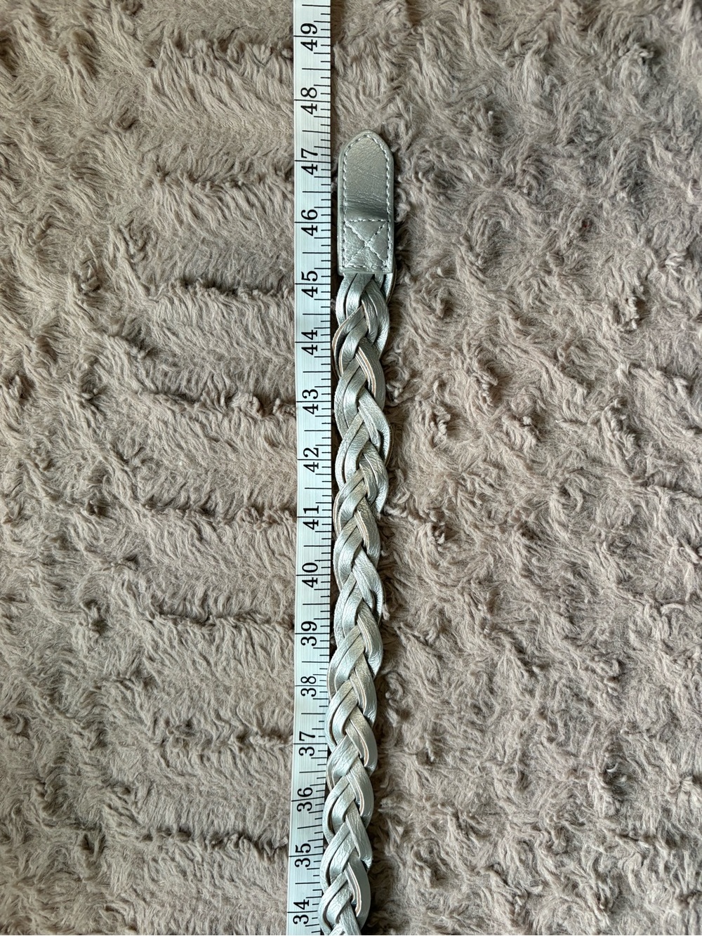 Women’s Braided Metallic Silver Leather Belt